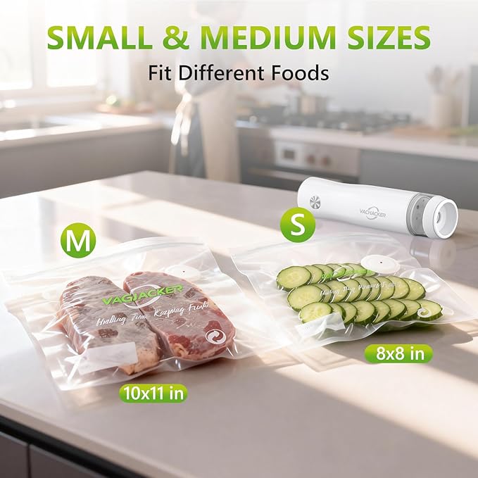 Compact Handheld Vacuum Sealer for Food with 30 Reusable Bags, Portable Food Vacuum Sealer with Moisture Removal, Cordless Food Sealer for Meat, Meal Prep&Storage