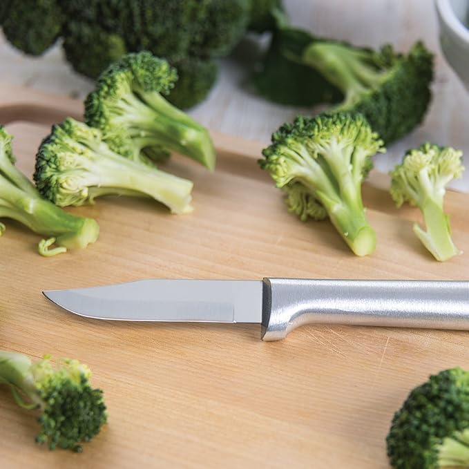 Rada Cutlery 3-Piece Kitchen Basics Knife Gift Set (S56), Stainless Steel Hollow Ground Blades, Made in USA, Silver Handles