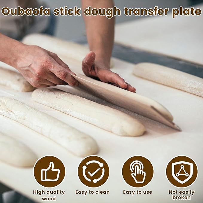 15 Inch Bread Transfer Peel Beech,French Bread Flipping Board Hanging Bread Peels, Bakeware for French Bread Baking(Wood color)