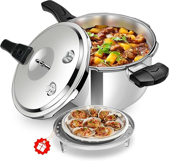 8-in-1 Stainless Steel Pressure Cooker with 8 Safety Features - 4 Quart, Fast & Even Cooking for Healthy Meals，pressure cooker stainless steel 4qt small,mini pressure cooker for canning