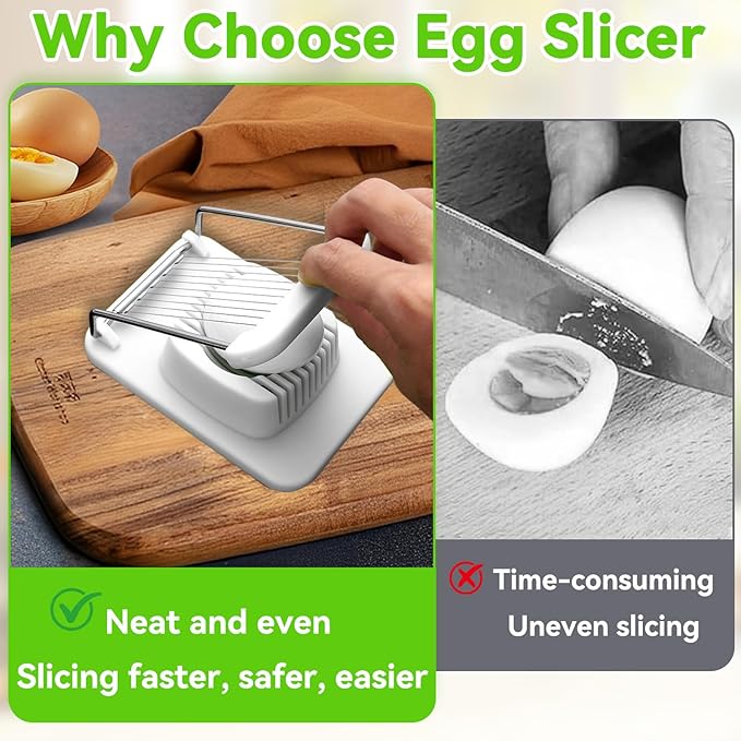 Egg Slicer for Hard Boiled Eggs, Heavy Duty Egg Cutter with Sharp Stainless Steel Wires, Durable Egg Chopper Dicer, Multipurpose Kitchen Gadget for Strawberry Banana Kiwi & Soft Food, Dishwasher Safe
