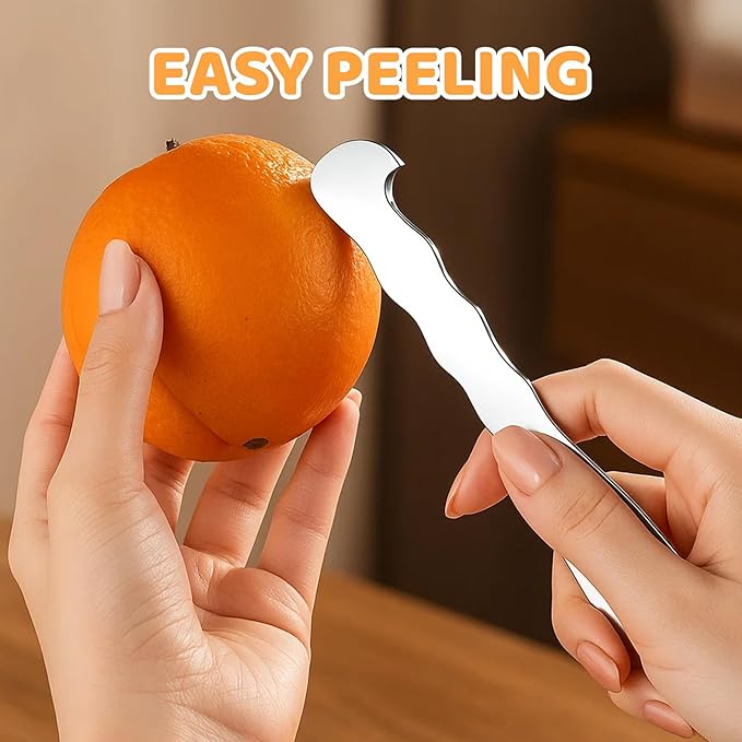 Orange Peeler Set,7-Piece Orange Peeler Tool Kit with 4 Long Handles, 2 Mouse-Shaped Peelers and 1 Stainless Steel Peeler, Durable Stainless Steel and Plastic Construction