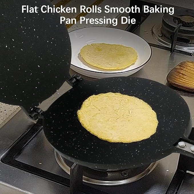 Tortilla Press With Non-Stick Pancake Griddle - 15.1x6.6x0.7 Inches Heavy-Duty Aluminum Multipurpose Pan With Bakelite Handle for Kitchen Stove Top
