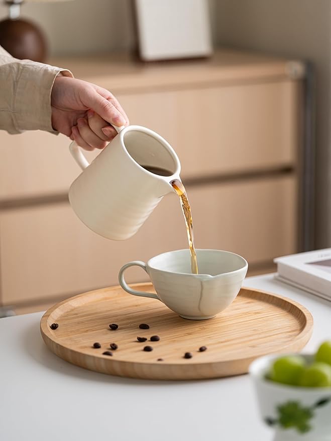 HYAXGM Pour Over Coffee Maker, Ceramic Coffee Maker With 40 pcs Paper Filter,15oz/450ml Pour Over Coffee Dripper (White, V02)