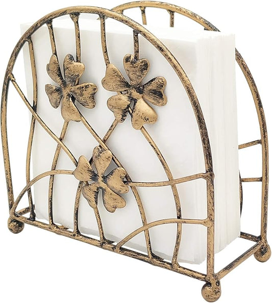 Antique Bronze Metal Floral Petals & Branches Tabletop Napkin Holder, Freestanding Tissue Dispenser
