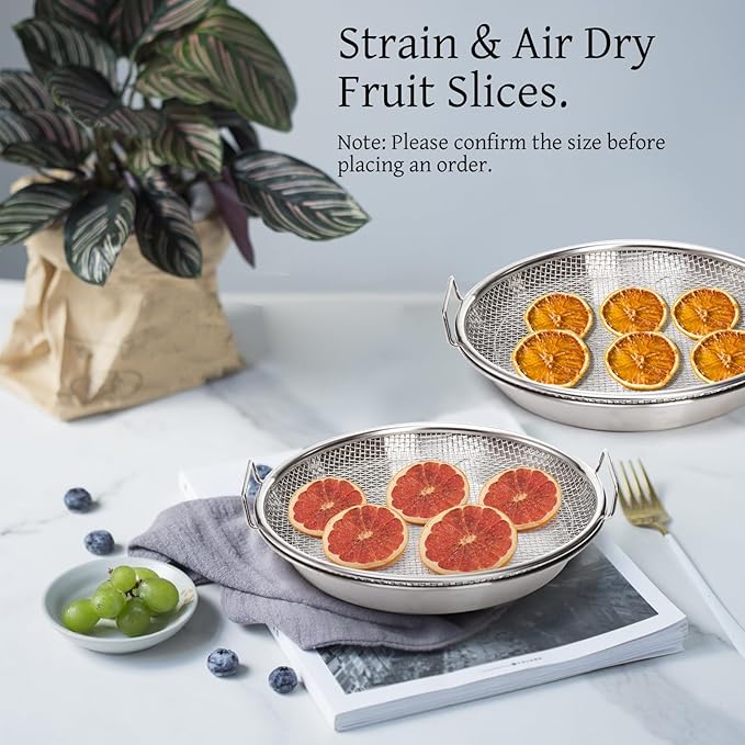10.3" Kitchen Oil Filter Tray, Stainless Steel Air Fryer Mesh Pan, Draining Basket Accessories for Fried Food, Cooking Net Strainer Colander for Barbecue Grill Vegetable Dessert