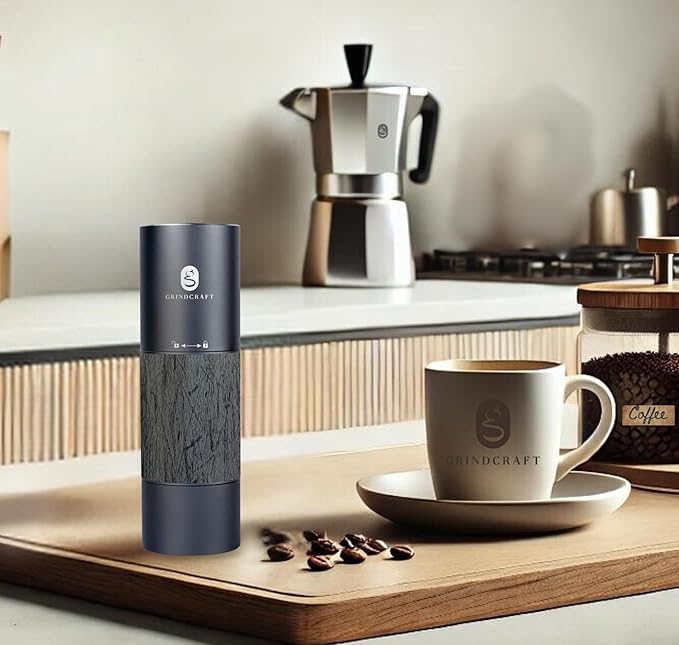 GRINDCRAFT Electric Coffee Grinder, Premium Stainless Steel Burr Coffee Grinder, Espresso Grinder Electric, Portable Grinder, Perfect Coffee Brew for Home, Travel, Camping and Office (Gray)