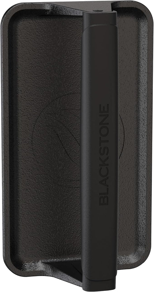 Blackstone 5553 Pre-Seasoned Cast Iron Griddle Press Medium Heavy Duty-Meat, Burger, Bacon, Steak, Panini, Sandwich, Sausage Heat Resistant Rubber Handle-10” x 5.5” (Rectangle), Black