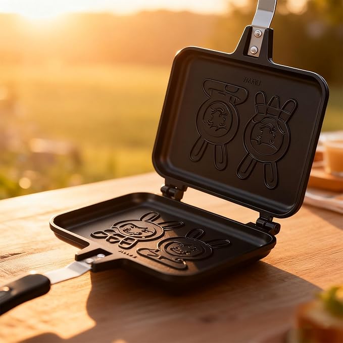 Fabater Maker, Grilled and Panini Maker, Double Sided Non Stick Frying Pan with Pattern, Stovetop Toasted Grill Press Flip Pan for Home Kitchen Breakfast