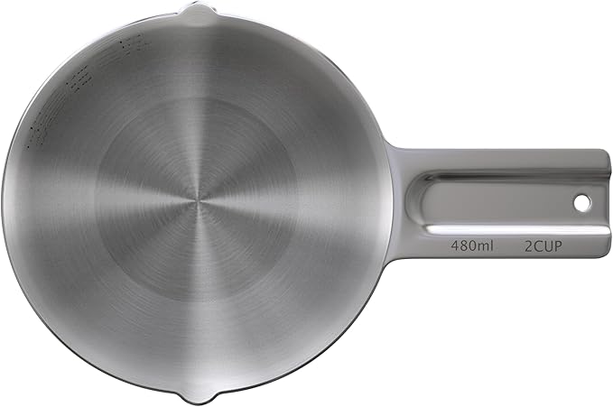 Color Up 2 Cup Measuring Cup, 480ml Stainless Steel Metal, Easy-Pour Spouts, Inside Markings, Flat Base, Dishwasher Safe, for Dry and Liquid Ingredients