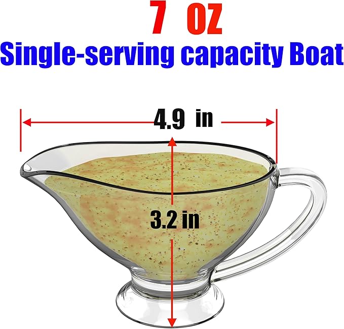 KR. LIF 2 Pack Glass Gravy Boat - Crystal Sense of Reality, Sturdy and Easy-Clean