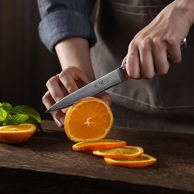 Wakoli EDIB Damascus Utility Knife – 4.9-Inch Kitchen Knife for Everyday Use, 67-Layer Damascus Steel Blade with VG10 Core, Ergonomic Pakkawood Handle – Professional Cooking Knife in Premium Gift Box