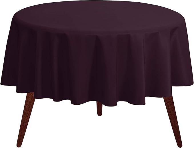 Gee Di Moda Round Tablecloth - 108 Inch Eggplant Round Table Cloth for 48 to 72 Inch Round Tables - Heavy Duty Washable Fabric - for Buffet Table, Holiday Party, Dinner, Wedding & Baby Shower
