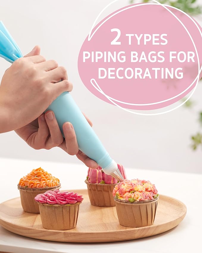 Syntus 65 PCs Cake Decorating Kit with Cake Stand Turntable, Cake Baking Supplies 30+1 Piping Bags, 24 Piping Tips, Offset & Straight Spatulas, 3 Scrapers, Leveler, 2 Couplers & 1 Tips Brush