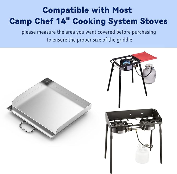 Skyflame 14" x16" Universal Fry Griddle, For Most 14" Cook System Single/Double Burner Stove, Flat Top Griddle for Camping, Tailgating, Compatible with Camp Chef EX60LW, EX60P, EX60PP, EX60P, EX60B