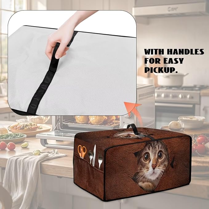 Doojoayie Cat Toaster Cover 6 Slice Universal Fit Small Appliance Covers with Top Handle Design Kitchen Decoration Gift for Mother, Wife, or Anyone Who Loves to Cook