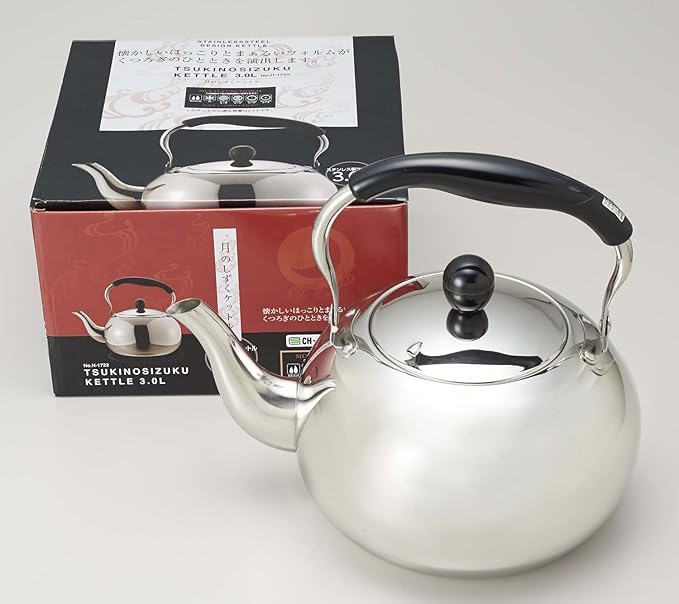 Pearl Metal H-1723 Kettle, 8.1 gal (3.0 L), Induction Compatible, Stainless Steel, Moon Drop