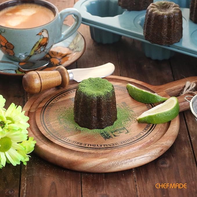 CHEFMADE Canele Mold Cake pan, 6-Cavity Muffin Pan, Non-Stick Cupcake Baking Pan Heavy Duty Carbon Steel Pan Muffin Tins Standard Baking Mold for Oven Baking（Green）