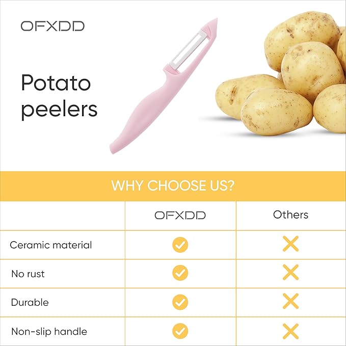 Plastic Handle Ceramic Blade Peeler Kitchen Utensil for Food Cooking - Potato Skin Peeler with Ceramic Blade - Swivel Apple Knife Peelers