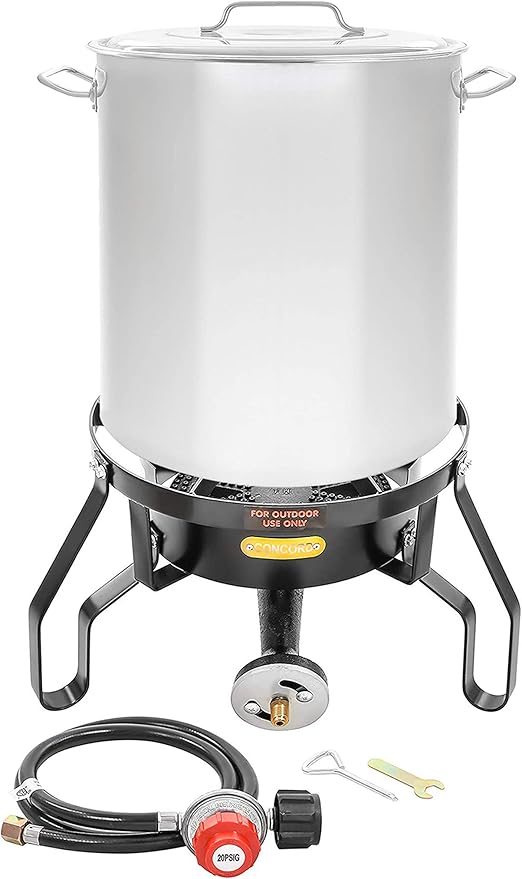 Concord Home Brew Stainless Steel Kettle with Single Burner Stand Set (30 Quart)