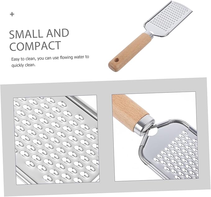 Ciieeo 1pc Stainless Steel Plane Grater with Non Slip Wood Handle for Easy Zesting of Fruits Vegetables Cheese and More Kitchen Gadget for Home and Restaurant Use Silver Blue