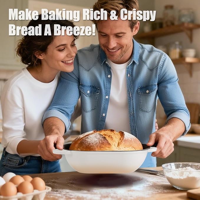 NSIRONS Enameled Cast Iron Sourdough Bread Oven, 5QT Loaf Cast Iron Bread Pan with Lid, Oval Dutch Oven for Homemade Bread Baking (Gradient Caramel)