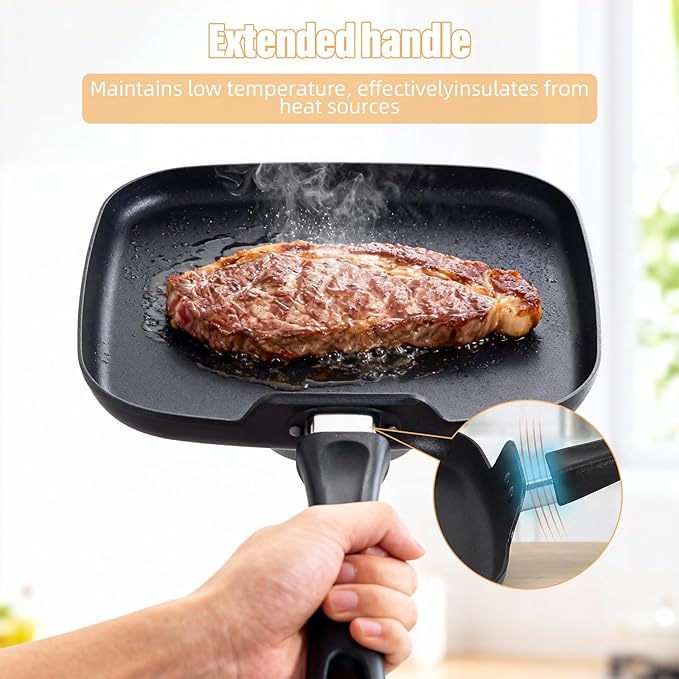 Griddle Pan for Stove Top, Comales Para Tortillas, 10 Inch Nonstick Grill Pan for Cooking Eggs, Omelettes, and More, Induction Compatible, PFOA Free