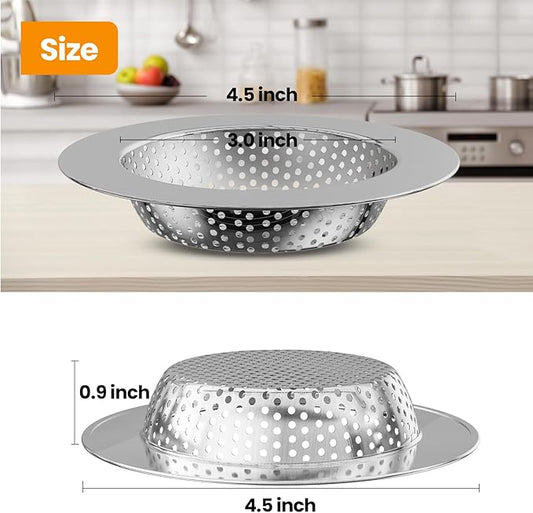2PCS Kitchen Sink Stopper and Kitchen Sink Drain Strainer, Drain Catcher and Drain Cover for Kitchen Sink, Drainer for Standard 3-1/2 Inch Garbage Disposal Sink Drain