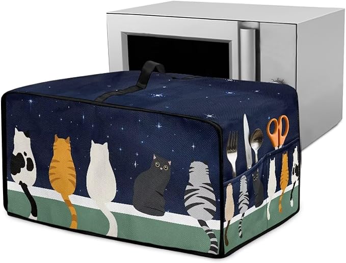 Doojoayie Small Appliance Covers Cute Cat Toaster Oven Cover 4 Slice Kitchen Appliance Dust Protector 18.5"x14.5"x 9" Compatible with Toaster/Bread Machine
