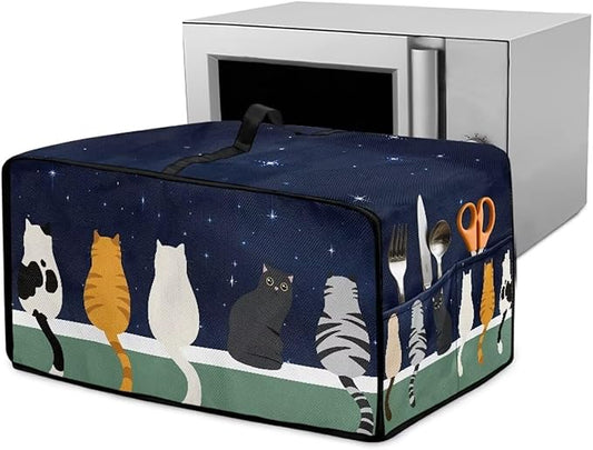 Doojoayie Small Appliance Covers Cute Cat Toaster Oven Cover 4 Slice Kitchen Appliance Dust Protector 18.5"x14.5"x 9" Compatible with Toaster/Bread Machine