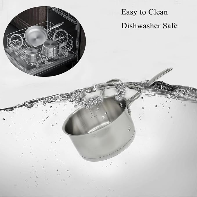 MAGGOPAN Stainless Steel Saucepans Impact Bonded Right Angles SS Saucepan 3.3QT 20cm