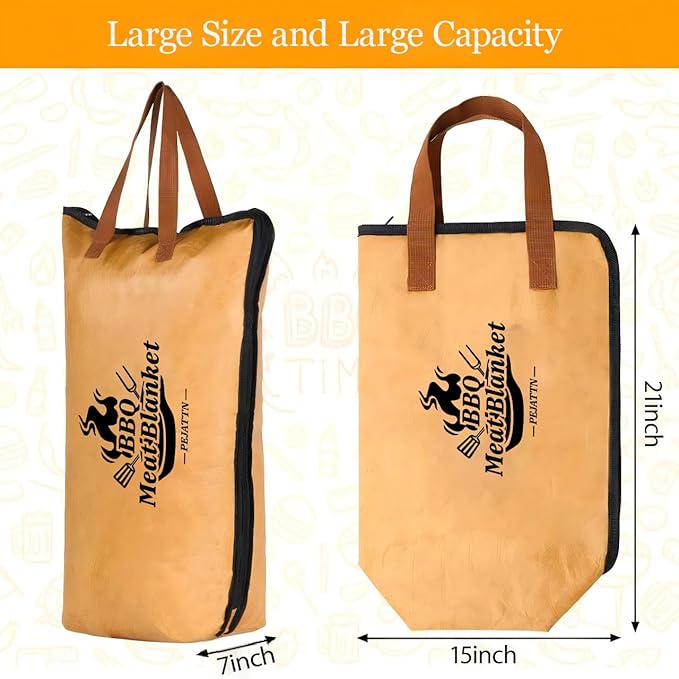 21in BBQ Blanket for Resting Meat Smoking Grilling Meat Insulated Bag for Turkey, Brisket, Beef & Pork Shoulder Reusable BBQ Accessories Gifts for Men, Dad