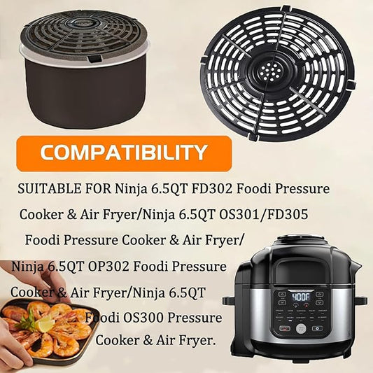 HEISENLIN 6.5QT Air Fryer Grill Crisper Plate for Ninja OP302/OS301/OS300/FD302/FD305 Foodi Pressure Cooker Air Fryers, Upgraded Grill Pan Grate Tray Rack Grid Shelf for Ninja Air Fryer, Nonstick