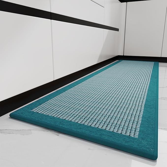 PADOOR Kitchen Mats for Floor, Kitchen Rugs Non Slip Washable, Rubber Backed Kitchen Runner Super Absorbent Long Kitchen Floor Mat Sink Rug, 20"x70" Teal
