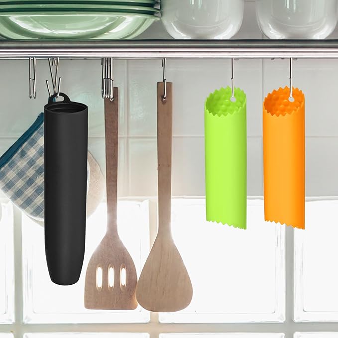 uxcell 2Pcs Garlic Peeling Tube, Silicone Garlic Peeler Roller Keeper Skin Remover Non Slip for Useful Kitchen Tools, Orange