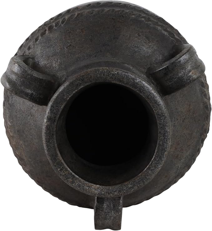 Terracotta Triple Handle Vase for Living Room Decor - Casual Home Decor Accent for Entryway, Bedroom, and Office Shelf - Decorative Flower Vase for House and Dining Room Table - 12", Black