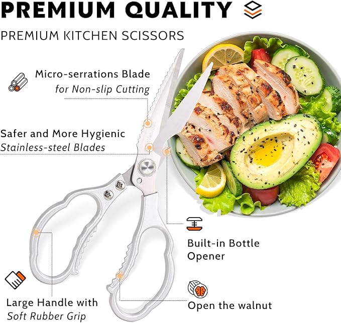 Kitchen Shears & kitchen scissors All Purpose | kitchen gadgets-Heavy Duty Stainless Steel Meat Poultry Food Scissors, Dishwasher Safe for Home and Kitchen Essentials, Utensils, Gadgets, Accessories