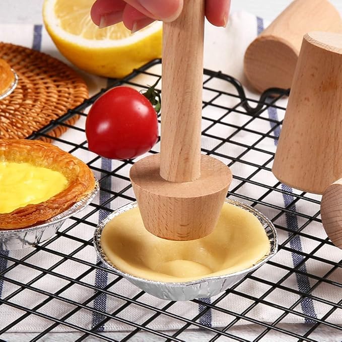 Tart Tamper Pastry Tamper Double Side Wooden Egg Tart Tamper Mold DIY Cake Pastry Pusher for Kitchen Party Baking Tools, Pie, Tart and Quiche Pans Bakeware