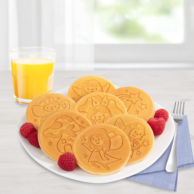 Fairy Friends Mini Pancake Pan - Make 7 Unique Flapjacks- Nonstick Griddle for Breakfast Princess Magic & Quick Easy Cleanup- Adorable and Bite Sized, Easter Basket Stuffer Gift for Kids, Girls & Boys