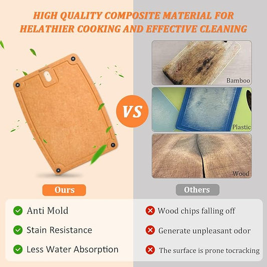 Barenthal Large Cutting Boards for Kitchen Dishwasher - XL Cutting Board Set Double-Sided with Non-Slip Feet and Juice Groove Composite Chopping Board Knife Friendly Cut Meat, Fruit,Vegetable