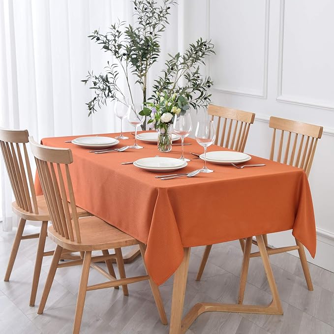 maxmill 2 Pack Rectangle 52 x 70 Inch Rust Textured Tablecloth Waterproof Spillproof Wrinkle Free Fall Table Cloth, Kitchen Dining Tabletop Thanksgiving Decoration, Halloween Table Decoration