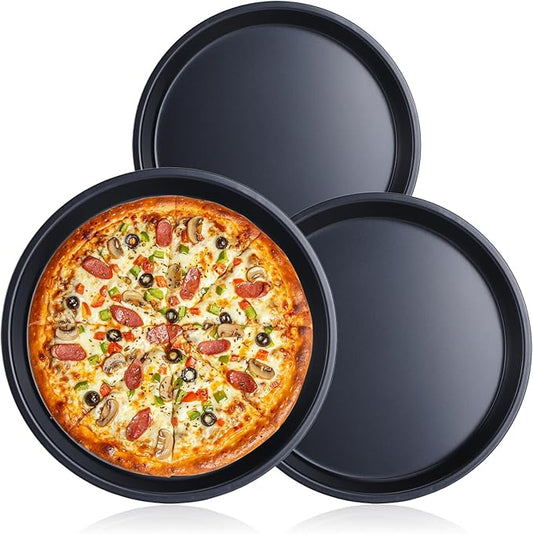 1Pcs 9 Inch Pizza Pan, Carbon Steel Non-Stick Deep Dish Baking Pan for Pizza, Pies, Cakes - Thickened Round Bakeware Sheet for Oven, Kitchen & Restaurant Use(9inch)