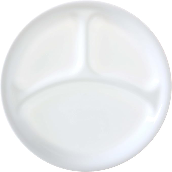 Corelle Winter Frost White 26cm Divided Dinner Plate, Pack of 6