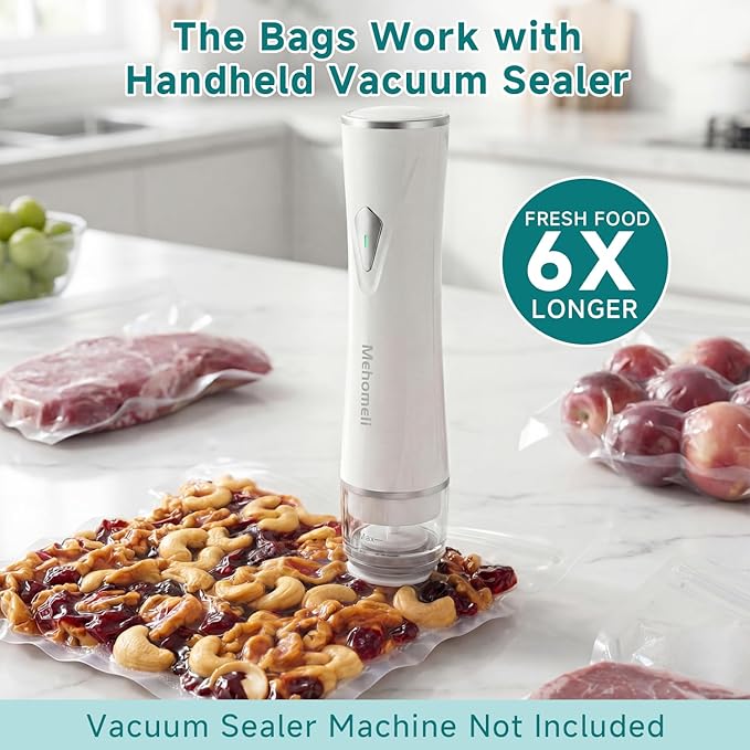 Reusable Vacuum Sealer Bags for Food – 30 BPA-Free Large (11.8 x 13.4in) Food Storage Bags, Freezer Microwave Safe, Odor-Resistant, Leak-Proof – Compatible with Handheld Vacuum Sealers