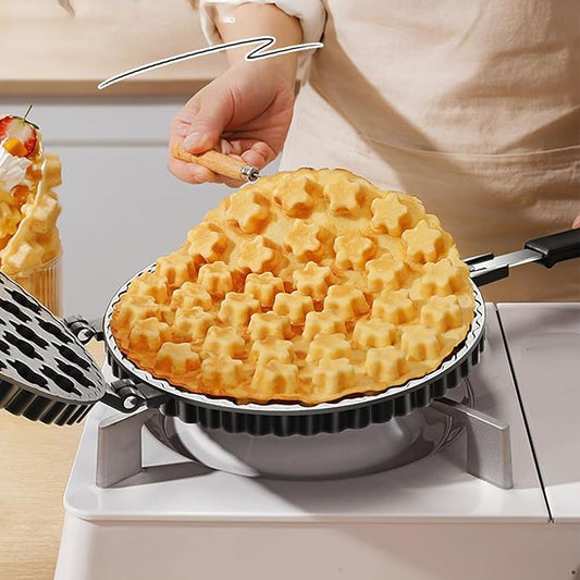 Bubble Waffle Maker, Nonstick Double Side Star Pattern Hong Kong Egg Waffler Iron, 360° Rotating Portable Ice Cream Cone Maker for Household Kitchen, Ready in under 5 Minutes