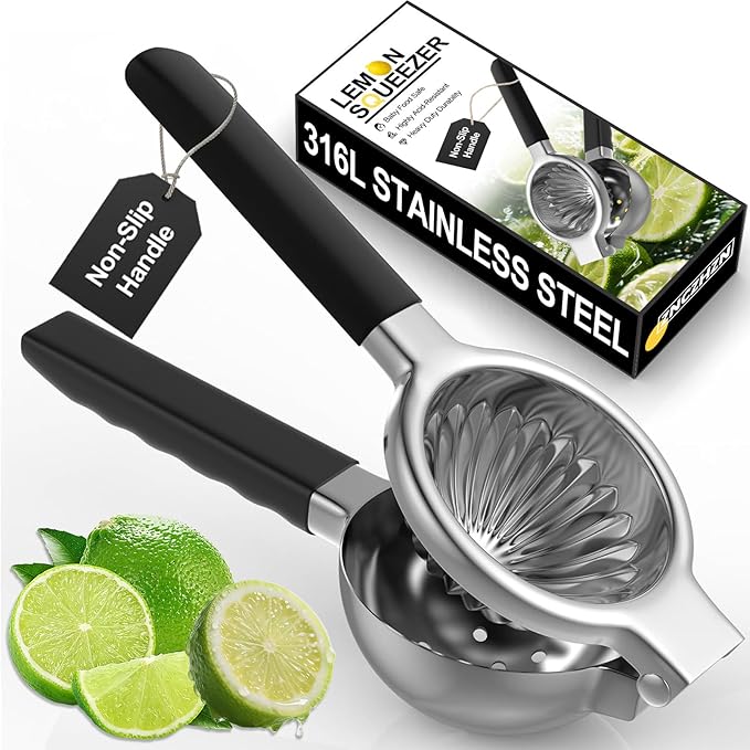 Premium Lemon Squeezer, Upgrade 316L Stainless Steel Lemon Juicer, Heavy Metal Zero-Leaching Citrus Juicer - Baby Food Safe Lime Squeezer, More Heavy Duty and Durable Manual Citrus Squeezer