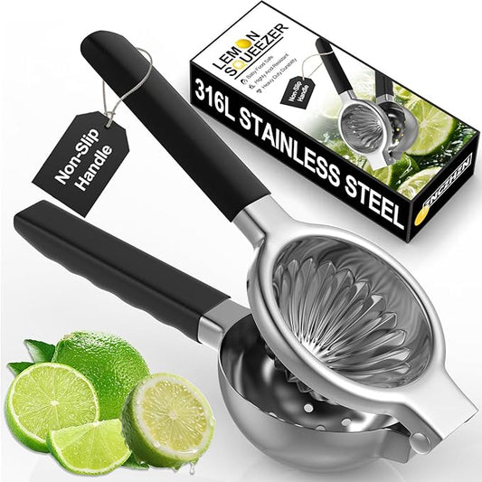 Premium Lemon Squeezer, Upgrade 316L Stainless Steel Lemon Juicer, Heavy Metal Zero-Leaching Citrus Juicer - Baby Food Safe Lime Squeezer, More Heavy Duty and Durable Manual Citrus Squeezer