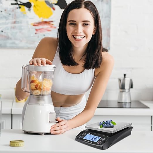 Puozult Digital Kitchen Scale 30kg/66lb Large Food Scale for Baking Cooking Stainless Bread Scale with LCD Display Counting Scales for Commercial (Color : Stainless Black)
