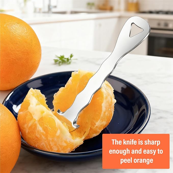 Orange Peeler Tool, 304 Stainless Steel Citrus Peeler for Oranges, Grapefruits & Lemons, Ergonomic Safe Cutter & Slicer, Easy Peel Skin Remover, Kitchen Fruit Peeling Tool
