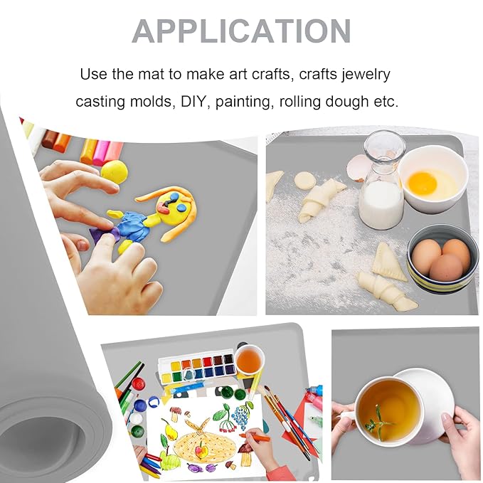 KVK Silicone Placemats for Toddlers Thicker Version, Non-Slip Reusable Kids Placemats for Dining Table, Stain-Proof Baby Table Mat for Restaurants 4 Packs (Light Gray&Beige)